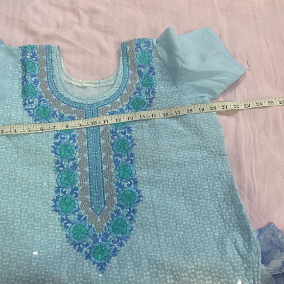 Fully sequins embroidered 3 piece stitched salwar kurta dupatta set - Picture 11 of 13